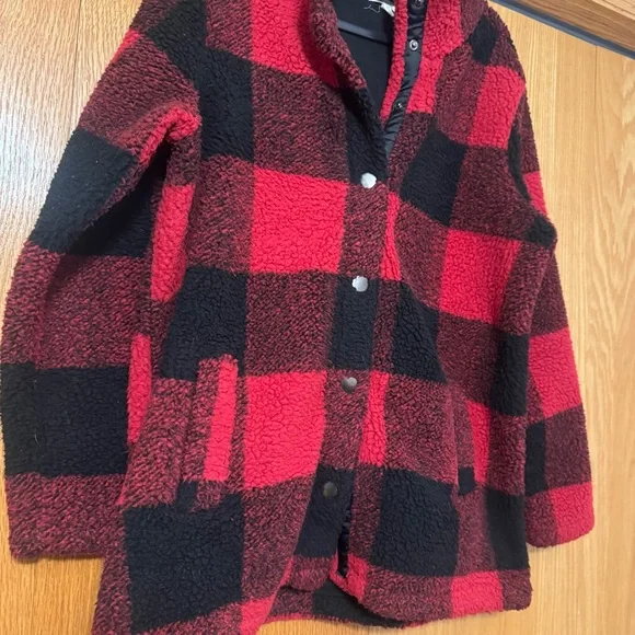 Maurices Red and Black Pea Coat - Picture 2 of 5